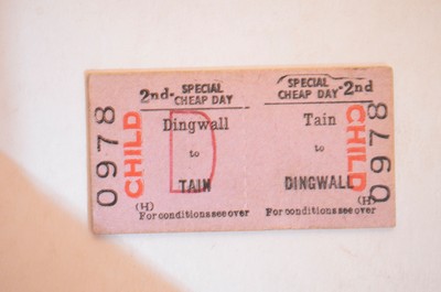 Railway Ticket BRB Dingwall to Tain 2nd