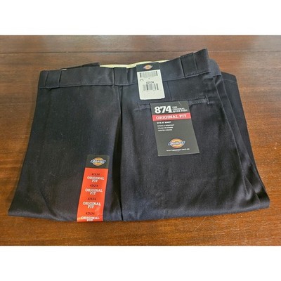 Dickies 874 Work Pants Mens 42x34 Black Original Fit Twill Trousers NWT