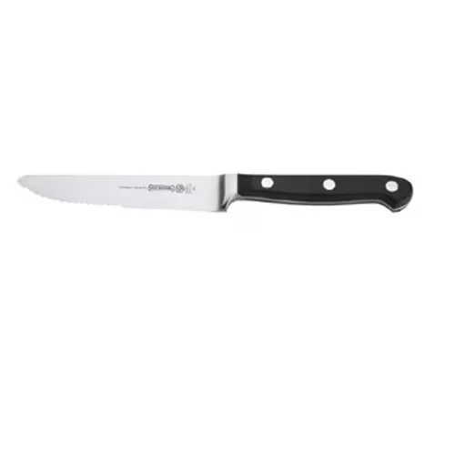 Mundial 5128-5E Black Handled Serrated 5" Steak Knife - 6 / BX