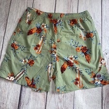 Vintage 90s Chaps Ralph Lauren Men s Swim Trunks L Green Floral Hawaiian Surf B2