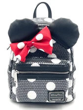 Disney & Loungefly Minnie Mouse Sequined Dot Mini Backpack NWT