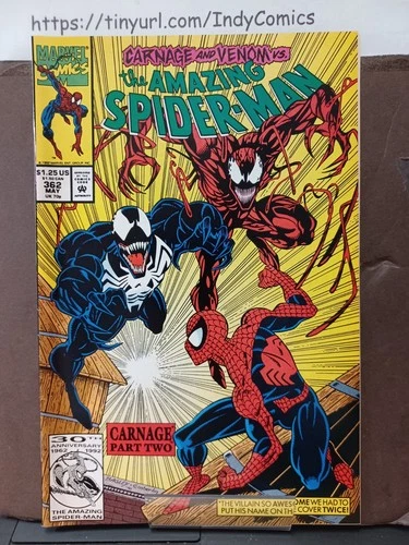 AMAZING SPIDER-MAN #362 - VENOM, CARNAGE APP - VF 1992 MARVEL