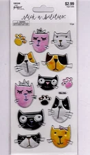 The Paper Studio CATS (13pc) 3-D STAINED GLASS STICKERS scrapbooking