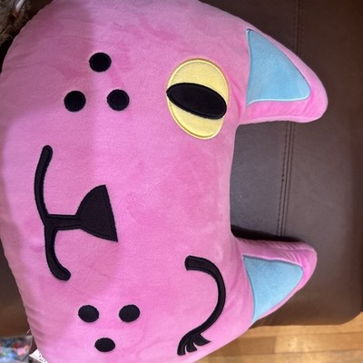 IScream I Scream pink winking cat microbead plush pillow blue ears