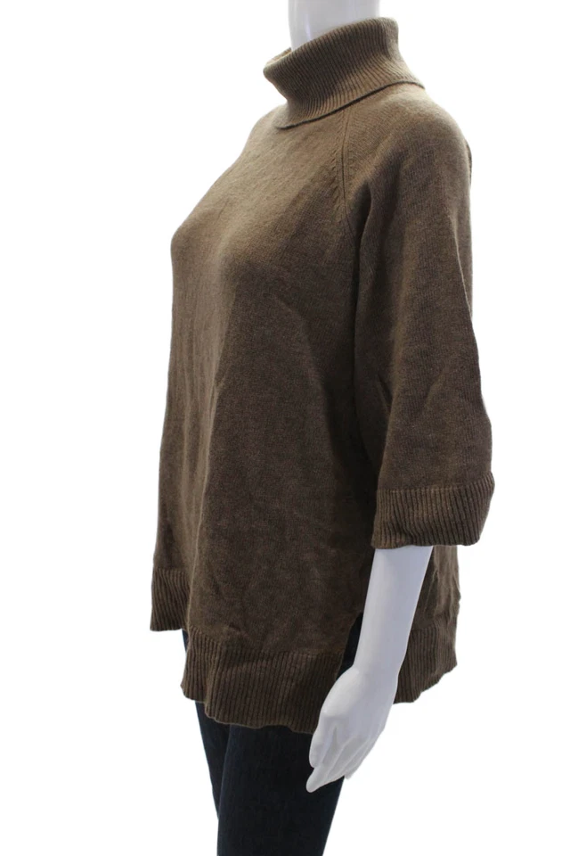 Pullover Top Marrón Lauren Para Mujer Cuello Alto Manga 3/4 Pullover Talla L Foto 2 de 4