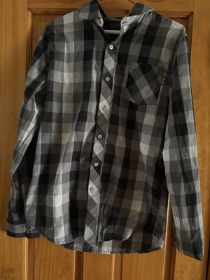 Zoo York Size Small Men s Gray Black Check Dress Shirt