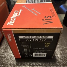 100 Vis Techpro Acier Zingué Blanc 6x120/72