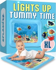 SplashEZ Lights Up Tummy Time Water Mat for Babies, Large Baby Water Mat Tummy T