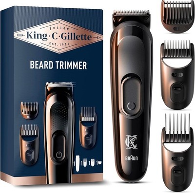 King C Gillette Elektrischer Barttrimmer + 3 Kammaufsätzen Schwarz Neu (247)