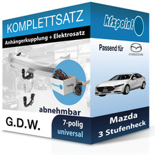Für Mazda 3 Stufenheck 18- G.D.W. Anhängerkupplung abnehmbar + 7polig E-Satz AHK