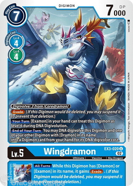 EX3-020 Wingdramon Uncommon Mint Digimon Card