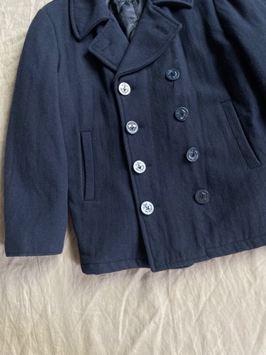 Alpha Industries Men's Double Breasted Navy Blue Blue Pea Coat Size M - Picture 4 of 6