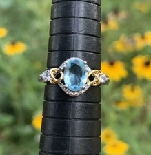 CZ  Simulated Aquamarine Wedding, Engagement Anniversary Ring Size 7.5 NEW