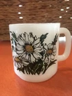 Vintage GLASBAKE #77 MILK GLASS DAISY Coffee Mug /Cup In the Language of Flowers