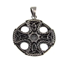 Handcrafted Solid 925 Sterling Silver Celtic Trinity Knot IRON CROSS Pendant  