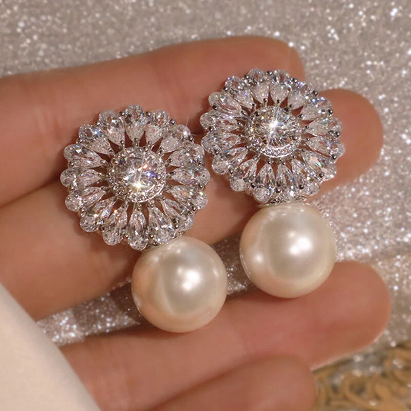 Pearl Earrings Stud Dangle Drop Charm Wedding Women Jewelry Gift New