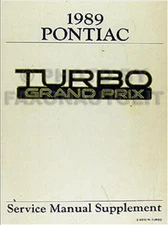 1989 Pontiac Turbo Grand Prix Shop Manual Supplement 89 Original Repair Service