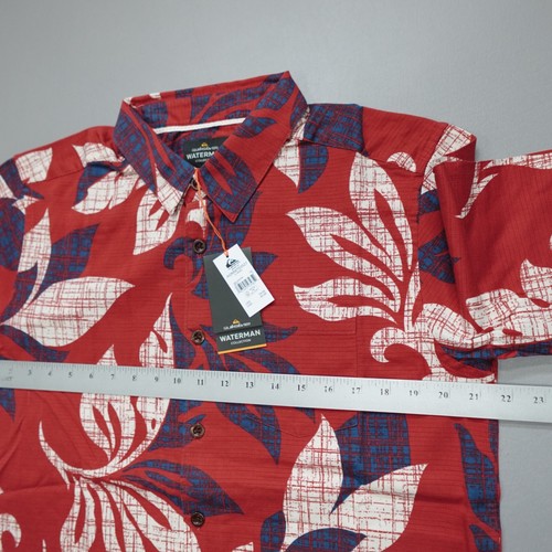 Camisa Quicksilver Waterman El Moro Para Hombre Manga Corta Calce Cómodo Rojo Fuego Tejida - Imagen 6 de 16