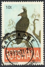 Botswana Stamp Scott 554 Used 10t Long Crested Eagle 1993