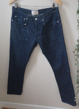 Sandro Droit Skinny Jeans Blue Cotton Size 32 Button Fly Paris