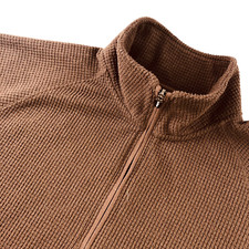 LL Bean Men  s 1/4 Zip Polyester Ribbed Fleece Sweater Brown   Medium