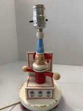 Clown Jack in Box Lamp Nursery Light Underwriters Laboratory Vtg 60s Wooden DP