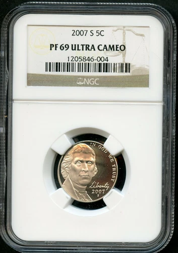 2007 S JEFFERSON NICKEL 5C NGC PF 69 Ultra Cameo