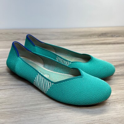 Rothy's Rothys Calypso Teal Round Toe Slip On Ballet Flats women's 