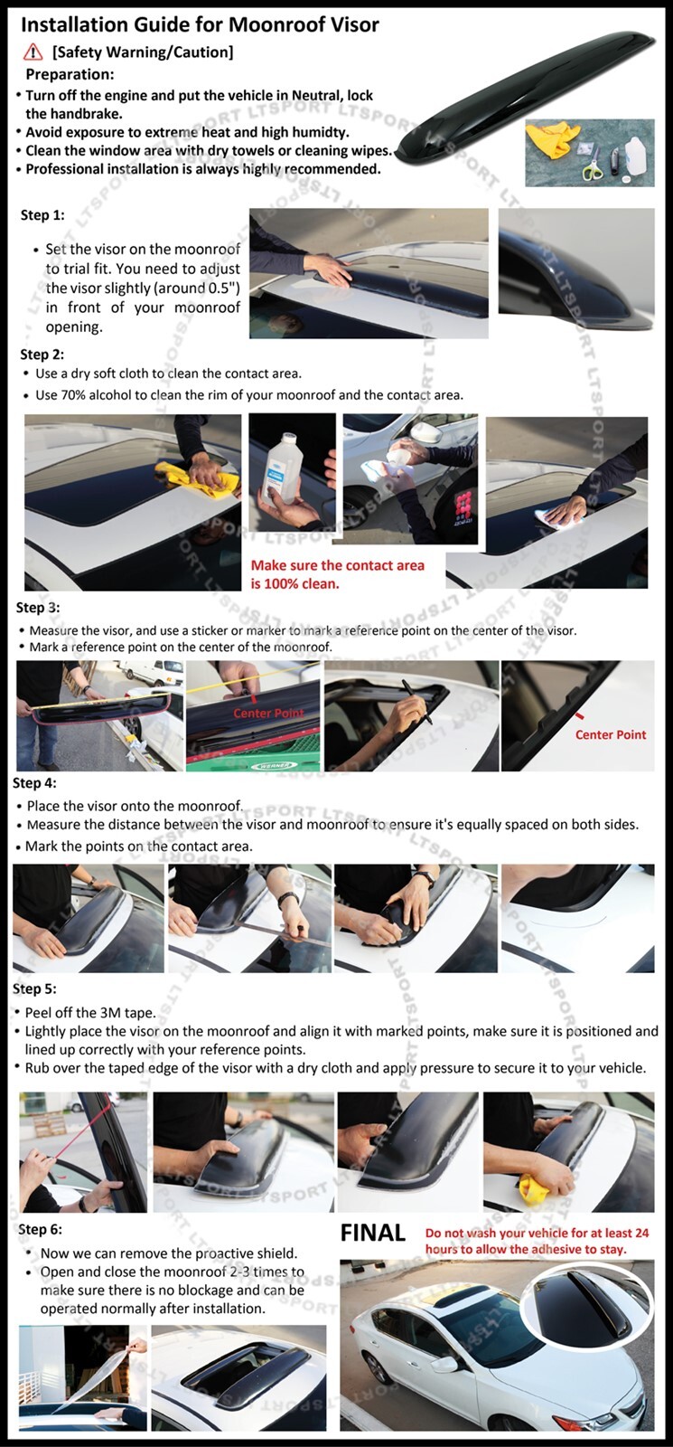 Moonroof Visor For 40" Window Top Sunroof Vent 42" Wind Rain Deflector