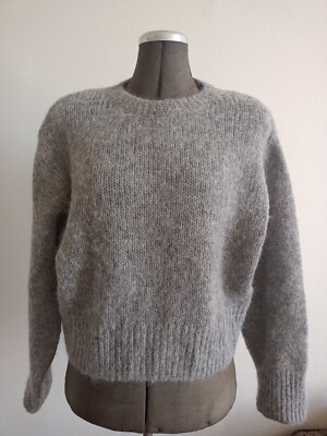 H&M Premium Damen Strick Pullover Alpaka Wolle Grau XS Neu