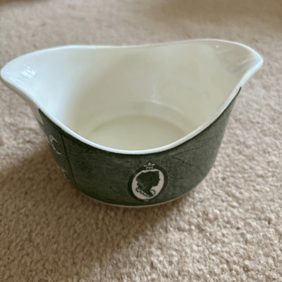 Royal China Colonial Homestead 1950 s Green & White Gravy Boat
