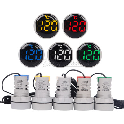AC 50-380V 22MM Mini LED Digital Display Thermometer Temperature Meter Cable 1M