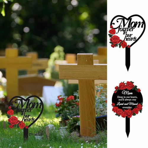 Cemetery Memorial Rose Shape Stake Garden Yard Signs Grave Marker For Deceased