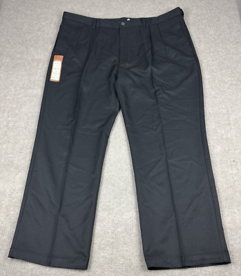 Haggar Pants Mens 44x30 Black Cool 18 Classic Comfort Waist Pleated Front NEW