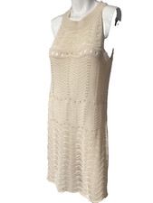 Blu Waves Crochet Dress Women's Size M Lace Scallops Boho Chic