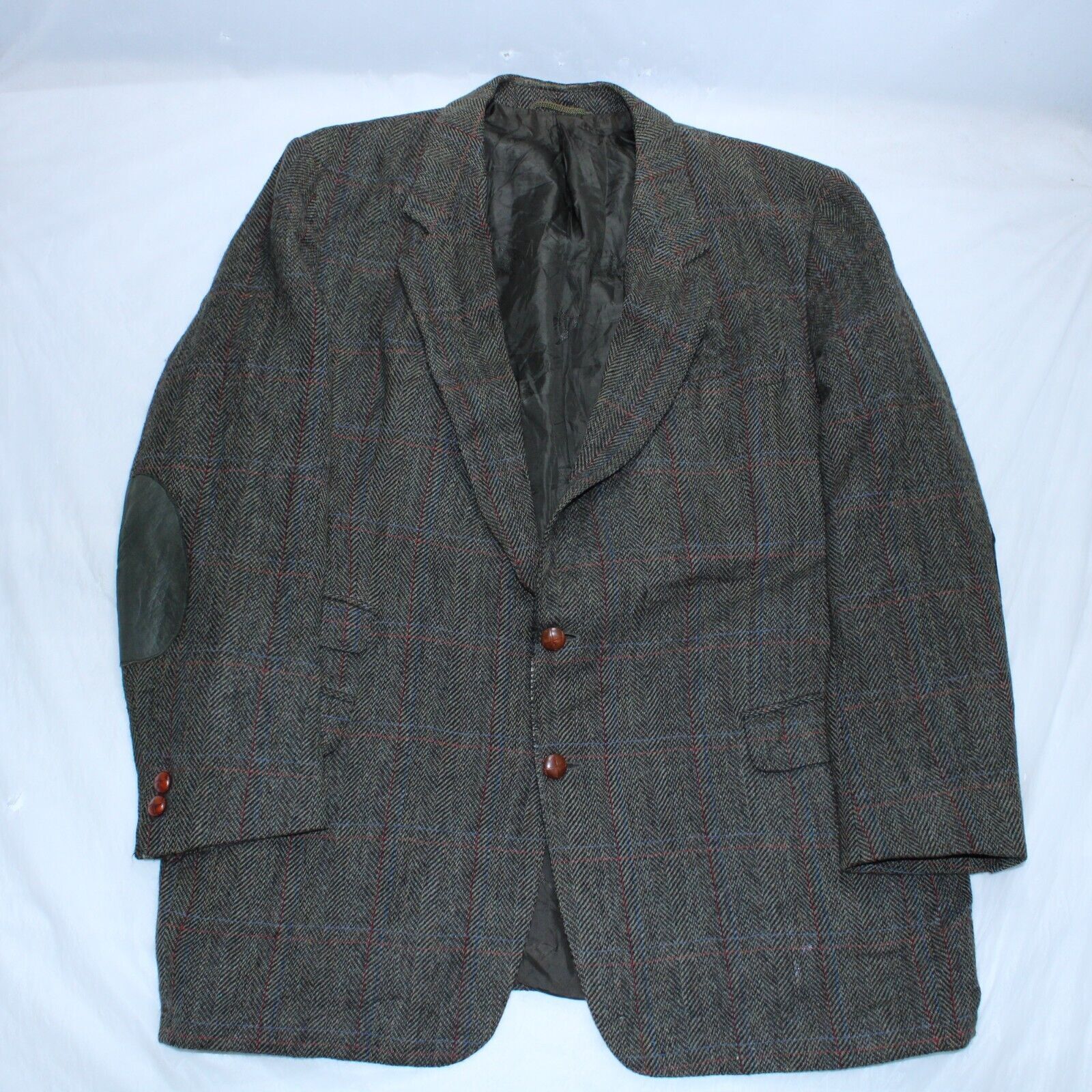 Burberrys Mens Wool Blazer Jacket Size 56 Wool Herringbone Vintage Elbow Pad