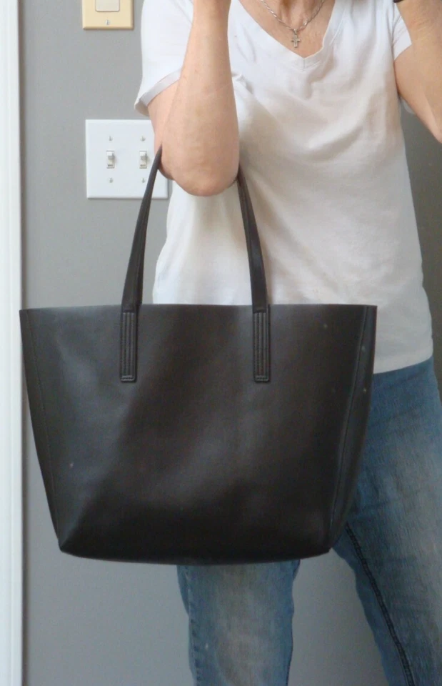 J CREW Bolso de Cuero Negro Grande Cartera Hobo Bolso de Mano Motociclista Boho Playa Shopper Foto 2 de 4