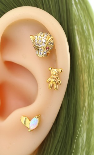 16g Moonstone Crystal Ear Climber Conch Helix Stud Ring Piercing Screw Earring - Picture 26 of 35