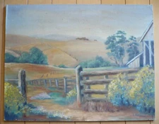 E. AUSTIN, VINTAGE OLD IMPRESSIONIST PLEIN AIR HILLS LANDSCAPE CALIFORNIA SIGNED
