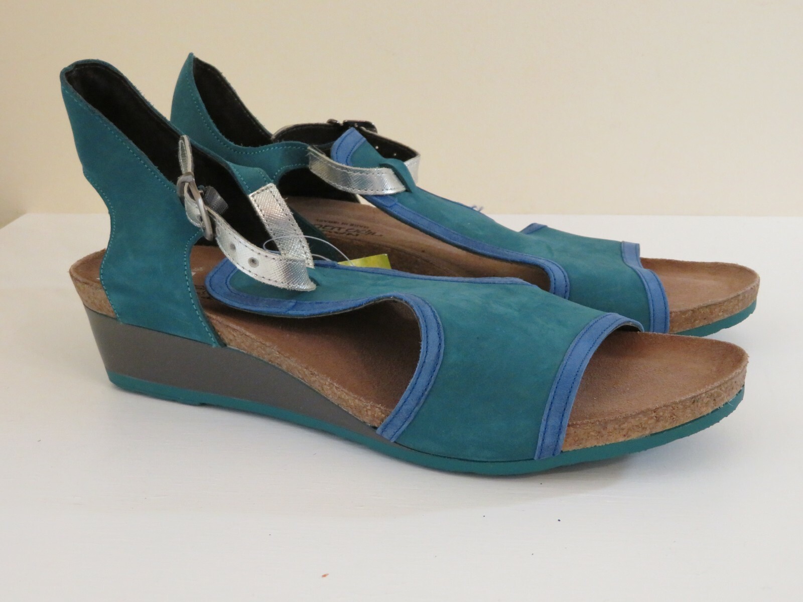 NAOT TEAL blueE blueE blueE LEATHER WEDGE SANDALS SHOES NEW FIONA 42 2ba850 NAOT TEAL blueE blueE blueE LEATHER WEDGE SANDALS SHOES NEW FIONA 42 2ba850