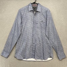 Ted Baker Dress Shirt Mens Large / 4 Button Up Work Long Sleeve Blue 100 Cotton