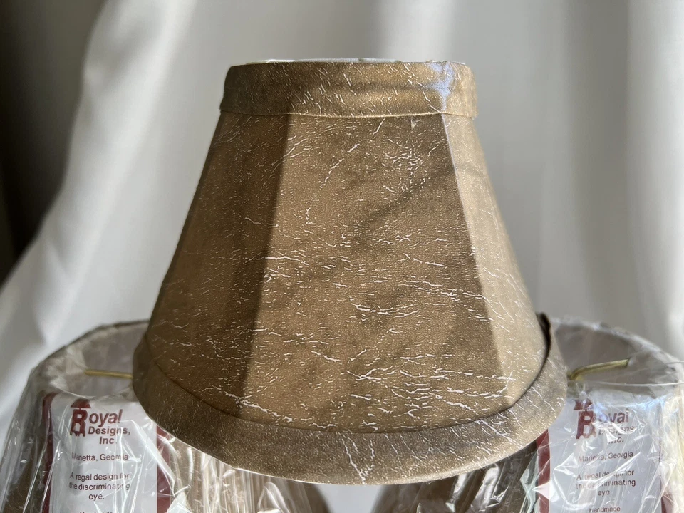 New Royal Designs Faux Leather 3x6x4” Clip On Chandelier Shades - Set Of 6 - Image 2 of 4