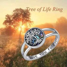 Beautiful Tree Of Life Ring Abalone Shell Silver Color