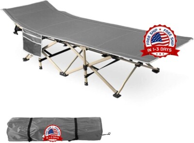 Cama Plegable Para Camping Diseño Práctico Y Portátil De Fácil Armado, Gris
