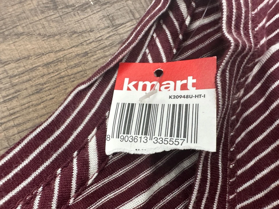 Camisa Joe Boxer Mujer Mediana Roja Rayas Ligera Cuello en V Manga Larga Top Nueva con Etiquetas Foto 3 de 4