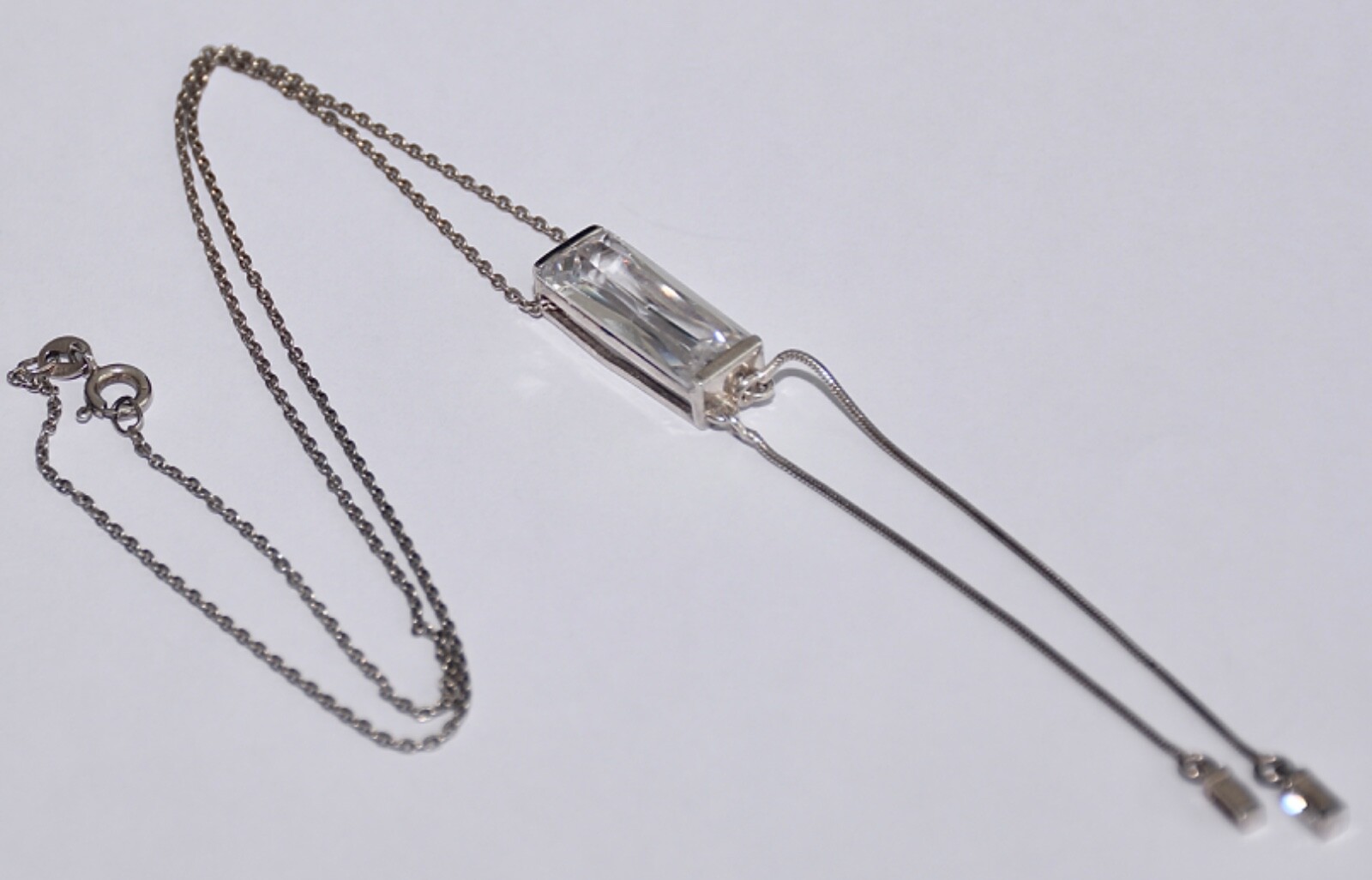 Pretty 925 Sterling Solid Silver Clear Crystal Pe… - image 1