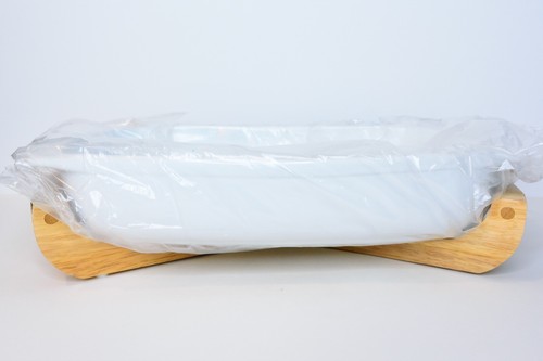 Vintage Winsome Wood Casserole Dish with Beachwood Cradle Collectible Bakeware - Picture 6 of 11