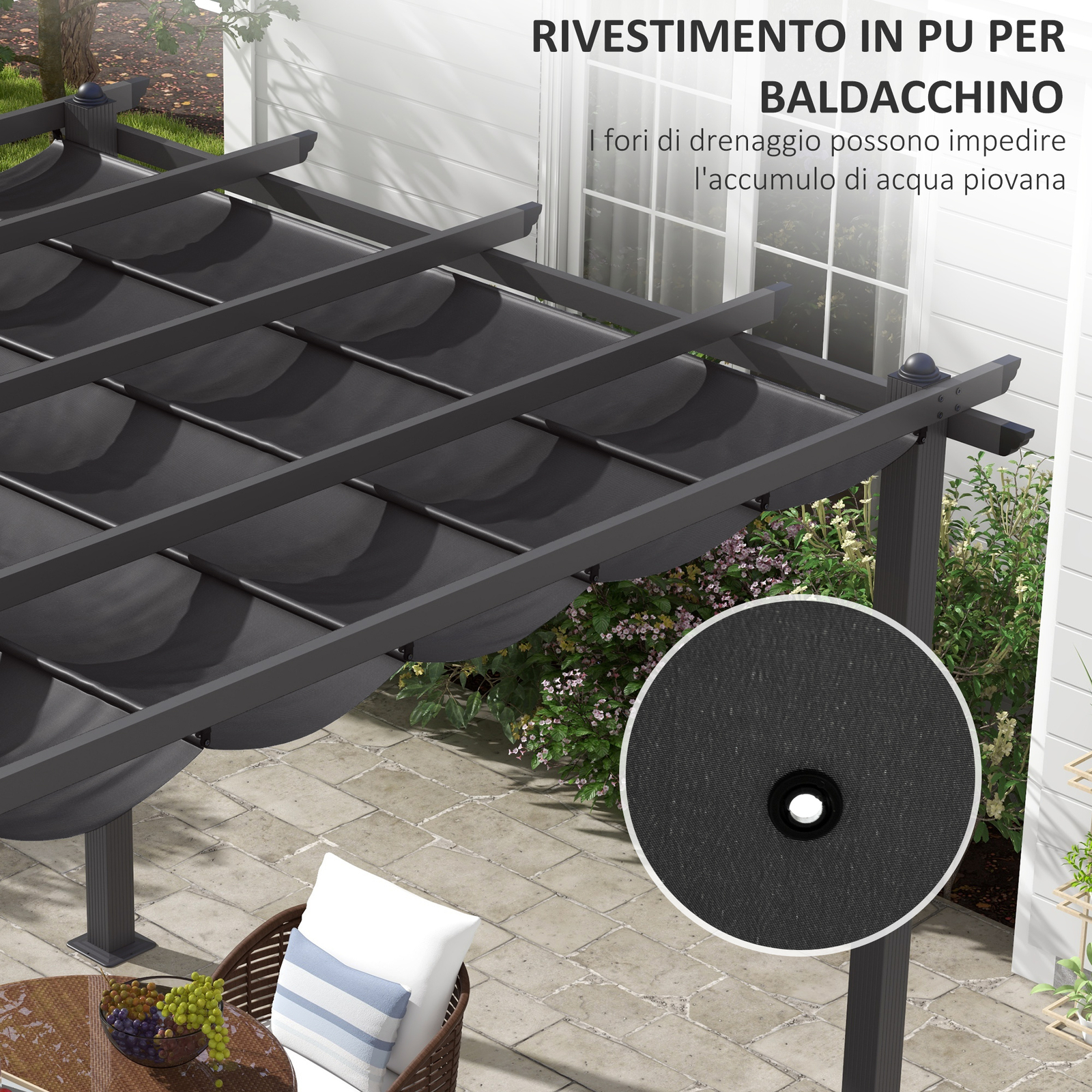 Telo Di Ricambio Per Gazebo Outsunny 3x3m - Copertura Con Fori Di Drenaggio In Poliestere