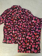 Frederick s of Hollywood Satin Pajamas Womens M Night Shirt Hearts Valentine