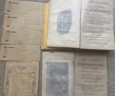 Antique 1857 The Cottage Polyglott Family Bible Expositor 2 & Donation Receipts